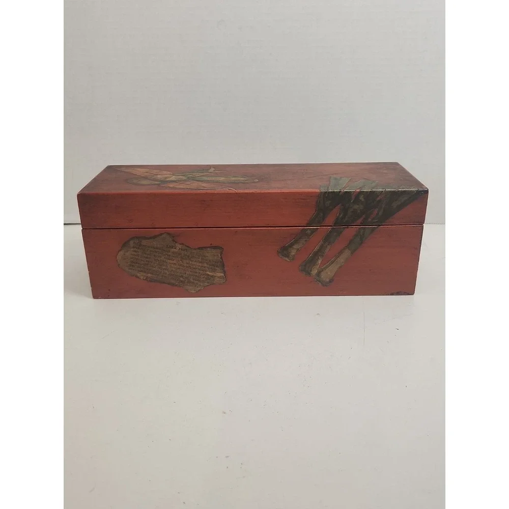 Retro Wood Recipe Card Holder Decoupage Food Split Divider Empty Cottagecore 70s